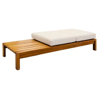 Pre-owned Charlotte Perriand Elm Wood Bench By Maison Regain, France, 1970s, Removable Cushions In Brown