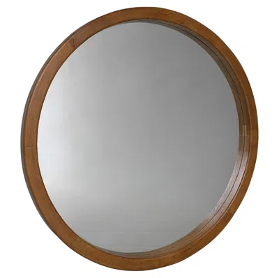 Pre-owned Charlotte Perriand Extra Large Round Oak Wall Mirror In Style Of Pierre Chapo, France 1960's In Brown