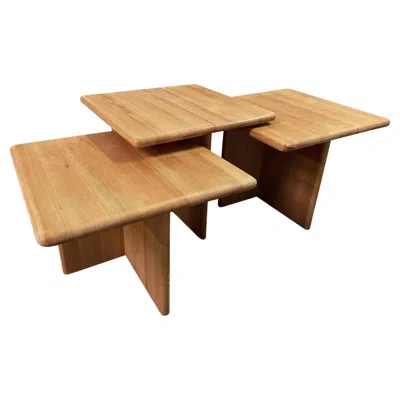 Pre-owned Charlotte Perriand French Perriand Style Solid Pine Coffee Tables, 1970s, France In Brown