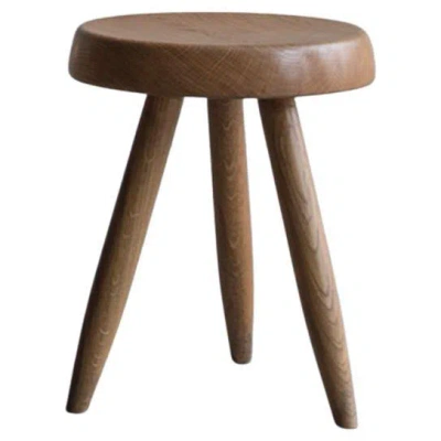 Pre-owned Charlotte Perriand High Berger Stool In Gold Toned Oak Wood, France, Circa 1965 In Brown