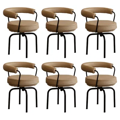 Pre-owned Charlotte Perriand “lc7” Chairs For Cassina, 1927, Sand Beige Leather, Set Of 6 In Brown