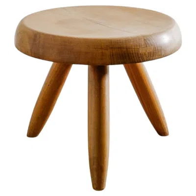 Pre-owned Charlotte Perriand Mid Century Berger Low Stool In Cherry Wood Produced In 1960s In Brown