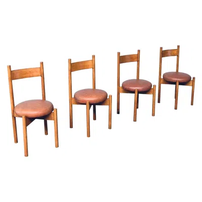 Pre-owned Charlotte Perriand Midcentury Modern Design Dining Chair Set In The Style Of  In Brown