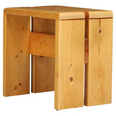 Pre-owned Charlotte Perriand Mid-century Pine Stool, Les Arcs Ski Resort, 1960s In Brown