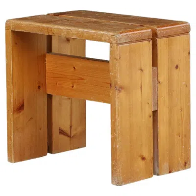 Pre-owned Charlotte Perriand Mid-century Pine Stool, Les Arcs Ski Resort, 1960s In Brown