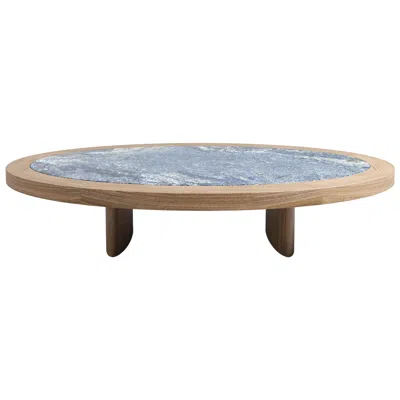 Pre-owned Charlotte Perriand Natural Walnut Coffee Table Monta Bahia Blue Top For Cassina