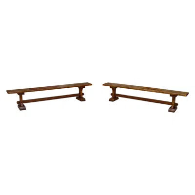 Pre-owned Charlotte Perriand Pair Of Oak Monastic Community Benches, France, Early 20th Century In Brown