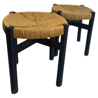 Pre-owned Charlotte Perriand Pair Of Stools - Les Arcs In Black