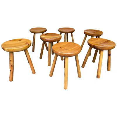 Pre-owned Charlotte Perriand Pine Stool Attributed To , France, 1960s In Brown