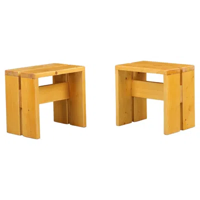 Pre-owned Charlotte Perriand Pine Stool For Les Arcs Ski Resort, France, 1960s 2 Available In Brown