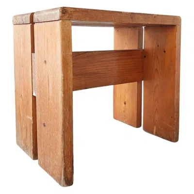 Pre-owned Charlotte Perriand Pine Wood Stool For Les Arcs, 1960s In Brown