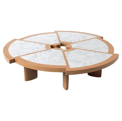 Pre-owned Charlotte Perriand Rio Low Table By  For Cassina, Marble & Wood, Italy In Brown
