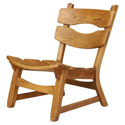 Pre-owned Charlotte Perriand Sculptural Brutalist Lounge Chair In Blond Oak, France, 1960s In Brown