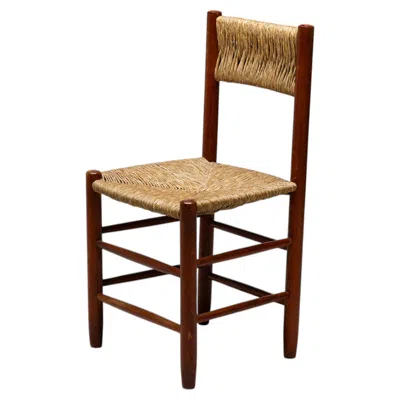Pre-owned Charlotte Perriand Set Of 4 1950s French Ash Side Chairs � Rush Seats, Perriand-inspired Silhouette In Brown