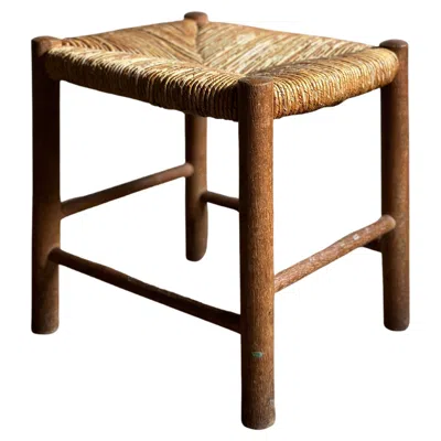 Pre-owned Charlotte Perriand Small Woven Stool In The Manner Of , France, 1950s In Brown