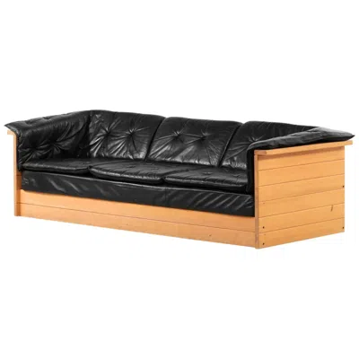 Pre-owned Charlotte Perriand Sofa In Style Of  Leather And Pine In Brown