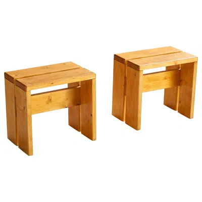 Pre-owned Charlotte Perriand , Stools, Pine, France, 1960s In Brown