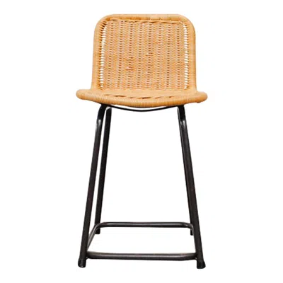 Pre-owned Charlotte Perriand Style High Back Chair With Rattan Seat And Black Metal Frame
