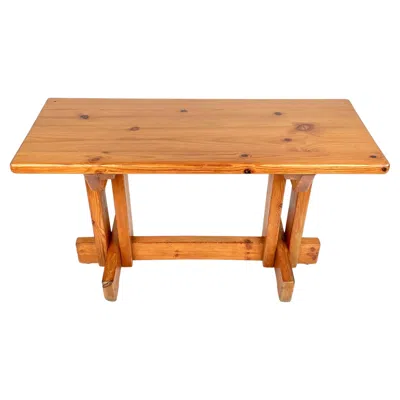 Pre-owned Charlotte Perriand Style Sitting Bench Or Side Table In Wood Pine, France, 1970s In Brown