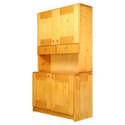 Pre-owned Charlotte Perriand Two-part Pine Cabinet For Les Arcs, France, 1970s In Brown