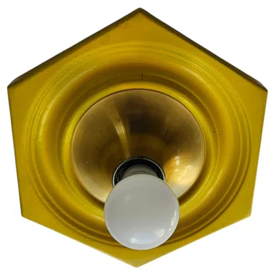 Pre-owned Charlotte Perriand Very Rare Midcentury Yellow, Wall Or Ceiling Lamp, Flush Mount, Italy, 1970s In Brown