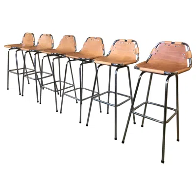 Pre-owned Charlotte Perriand Vintage 1960's Cognac Colour Leather Stools By  For Les Arcs In Sand