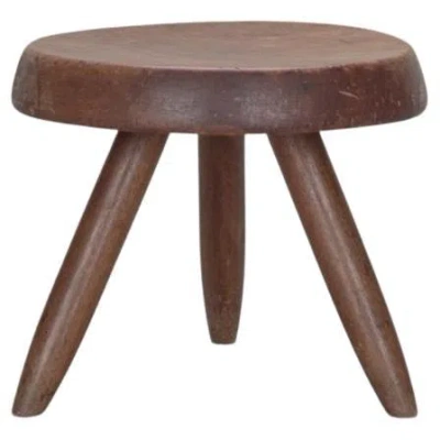 Pre-owned Charlotte Perriand , Vintage Berger Stool, Circa 1950s, Mahogany In Brown