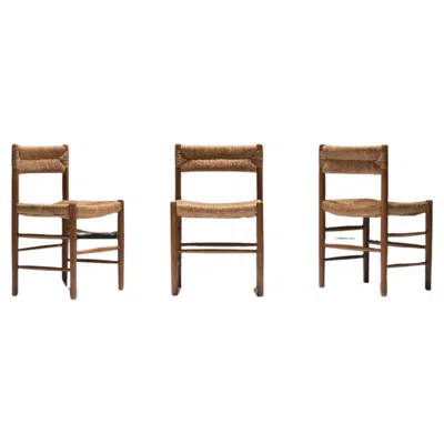 Pre-owned Charlotte Perriand Vintage Dordogne Dining Chairs By  /robert Sentou - France In Brown