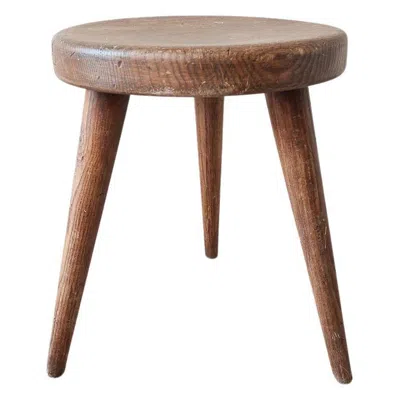 Pre-owned Charlotte Perriand Wooden Berger Stool, Circa 1950 In Brown