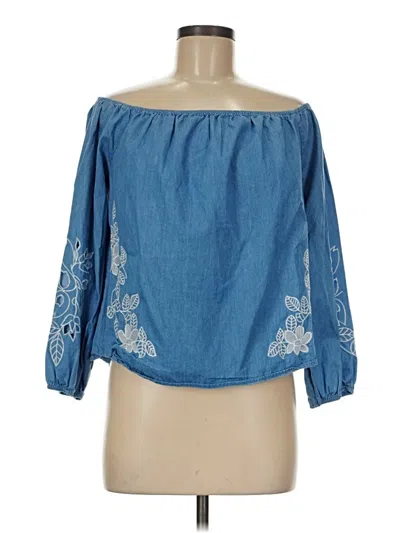 Pre-owned Charlotte Russe 3/4 Sleeve Blouse In Blue