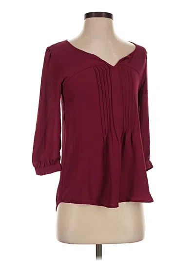 Pre-owned Charlotte Russe 3/4 Sleeve Blouse In Burgundy
