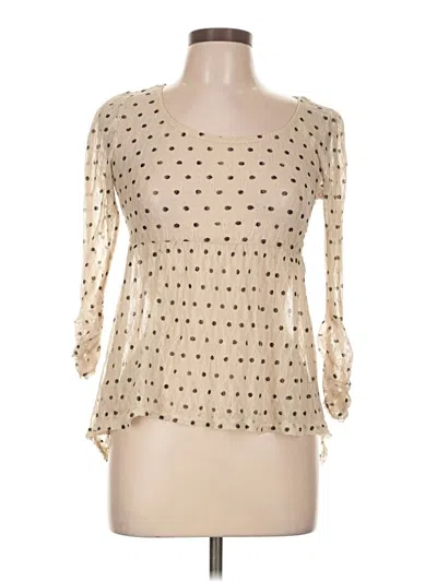 Pre-owned Charlotte Russe 3/4 Sleeve Top Tan Sweetheart Neckline Tops