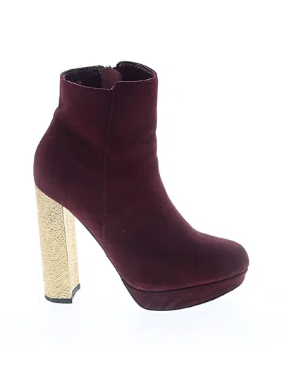 Pre-owned Charlotte Russe Ankle Boots In Burgundy