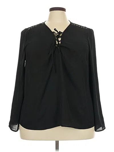 Pre-owned Charlotte Russe Long Sleeve Blouse In Black