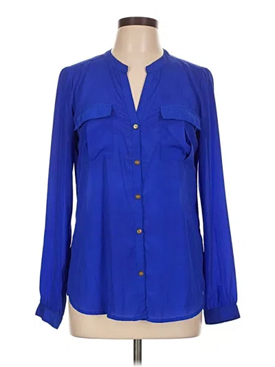 Pre-owned Charlotte Russe Long Sleeve Blouse In Blue