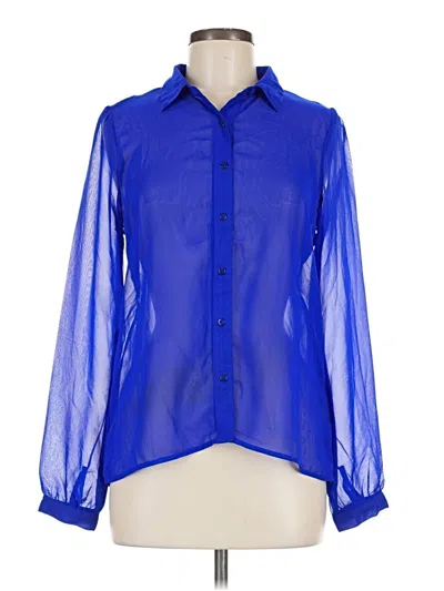 Pre-owned Charlotte Russe Long Sleeve Blouse In Blue