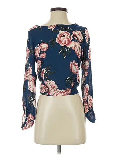 Pre-owned Charlotte Russe Long Sleeve Blouse In Blue