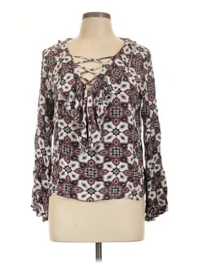Pre-owned Charlotte Russe Long Sleeve Blouse In Brown