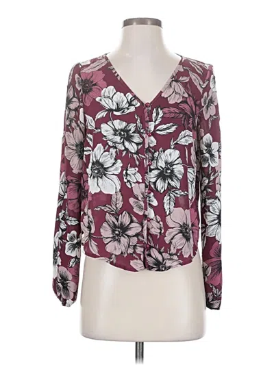 Pre-owned Charlotte Russe Long Sleeve Blouse In Burgundy