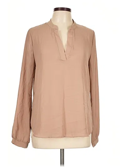 Pre-owned Charlotte Russe Long Sleeve Blouse In Tan