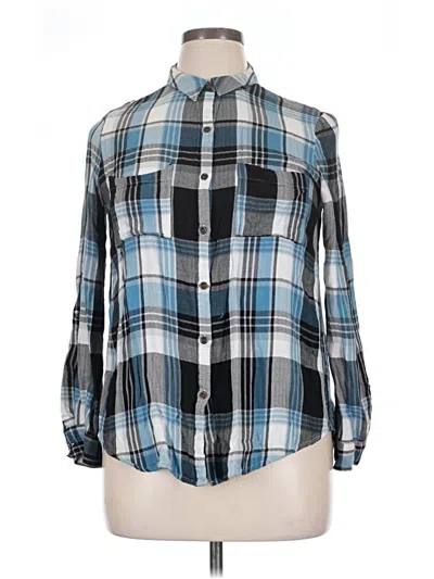 Pre-owned Charlotte Russe Long Sleeve Button Down Shirt In Blue