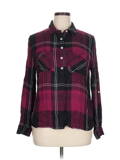 Pre-owned Charlotte Russe Long Sleeve Button Down Shirt In Burgundy