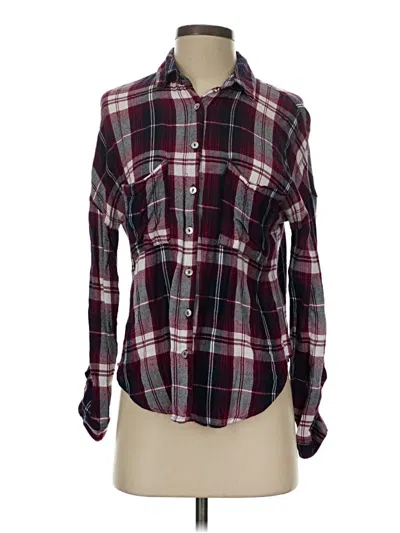 Pre-owned Charlotte Russe Long Sleeve Button Down Shirt In Burgundy
