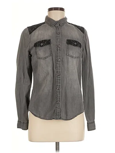 Pre-owned Charlotte Russe Long Sleeve Button Down Shirt In Gray