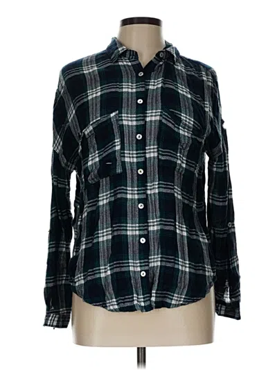 Pre-owned Charlotte Russe Long Sleeve Button Down Shirt In Green