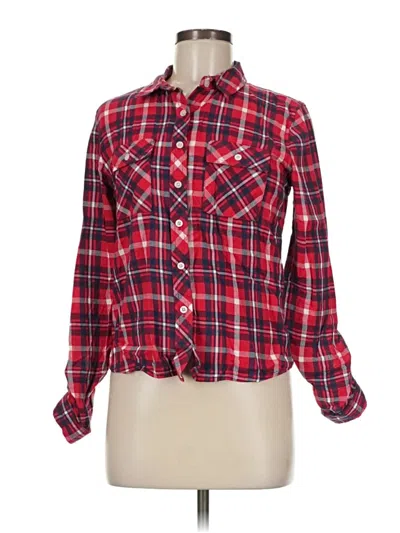 Pre-owned Charlotte Russe Long Sleeve Button Down Shirt In Red