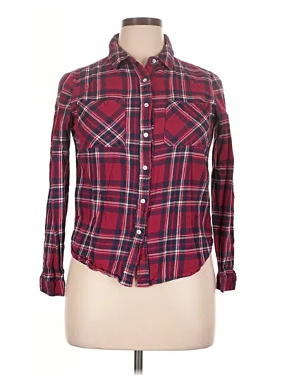 Pre-owned Charlotte Russe Long Sleeve Button Down Shirt In Red