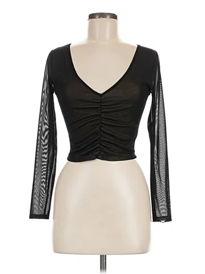 Pre-owned Charlotte Russe Long Sleeve Top Black Sweetheart Neckline Tops