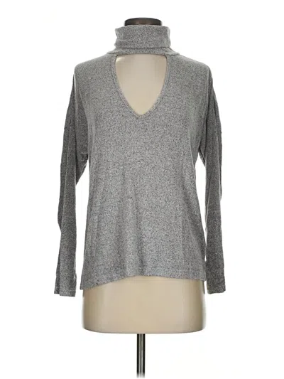 Pre-owned Charlotte Russe Long Sleeve Top Gray Keyhole Neckline Tops
