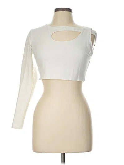 Pre-owned Charlotte Russe Long Sleeve Top Ivory Keyhole Neckline Tops